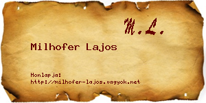 Milhofer Lajos névjegykártya